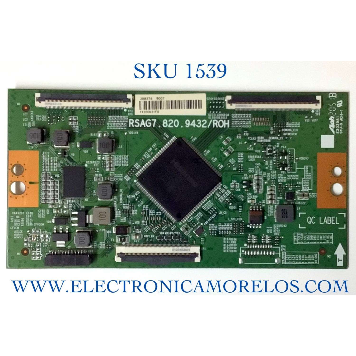 T-CON PARA TV HISENSE / NUMERO DE PARTE 288376 / RSAG7.820.9432/ROH / E303981 / PANEL JHD550X3U81-TA\S0\FJ\GM\MCKD-1\ROH / DISPLAY ST5461D13-2 VER.2.2 / MODELO 55H8G